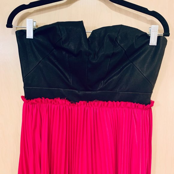 NWOT Vici L Pink Leather and Chiffon Maxi Dress - Picture 5 of 7